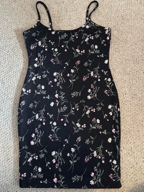Charlotte Russe Black Floral Spaghetti Strap Mini Dress